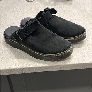 Dr. Martens Black Suede Mules